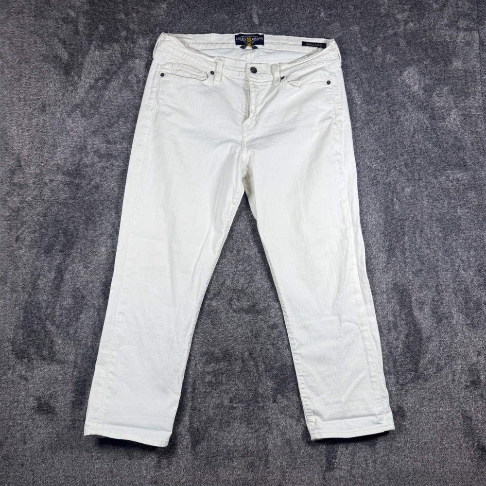 Lucky Brand Sofia Capri Jeans White Denim Cropped Pants Size 16/33